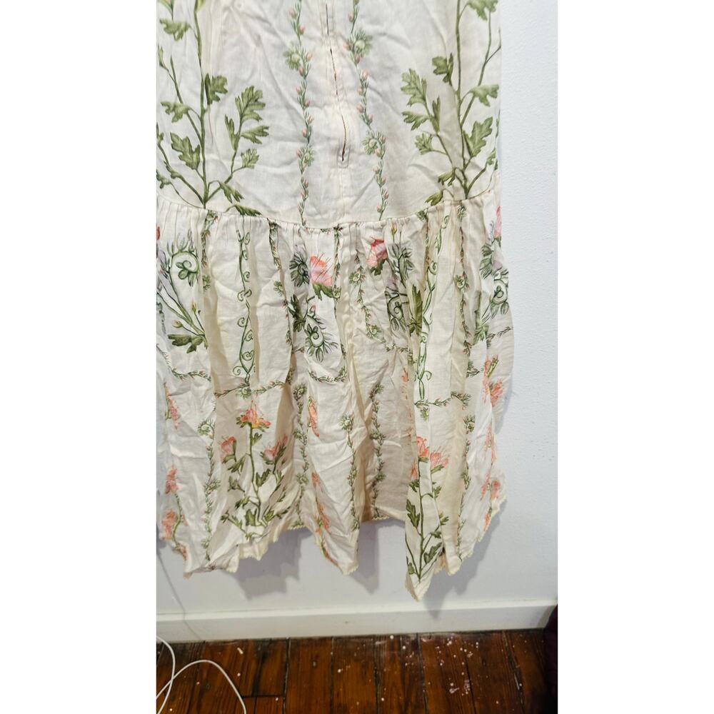 AGUA BY AGUA BENDITA Alma Nispero Oasis Floral Cream Pink Garden Midi Dress sz S - Picture 11 of 14
